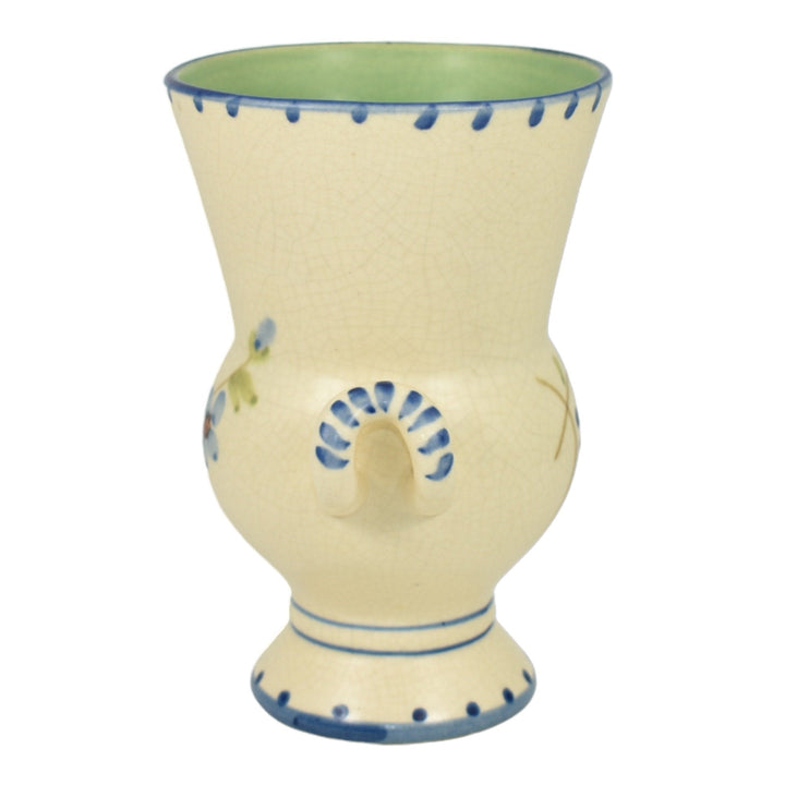 Weller Bonito 1927-33 Vintage Pottery Hand Painted Blue Flower Ceramic Vase - Just Art Pottery