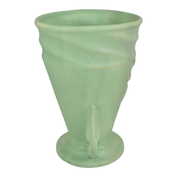 Rumrill 1930s Vintage Art Deco Pottery Green Nude Ceramic Flower Vase H-24 - Just Art Pottery
