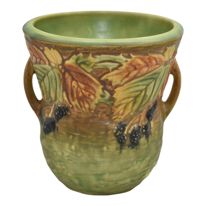 Roseville Blackberry 1932 Vintage Art Pottery Handled Ceramic Vase 573-6