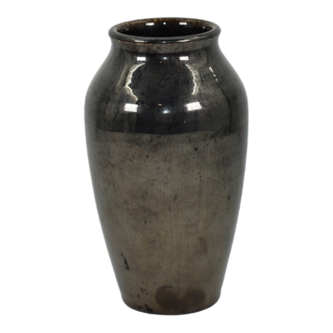Rookwood 1925 Vintage Art Pottery Nubian Black Ceramic Ribbed Flower Vase