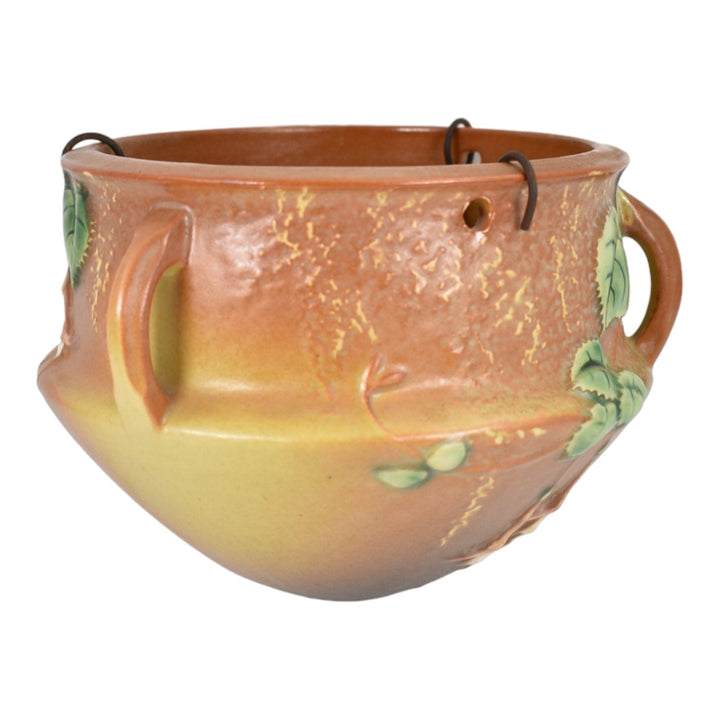 Roseville Fuchsia Brown 1938 Vintage Art Pottery Hanging Basket Planter 359-5