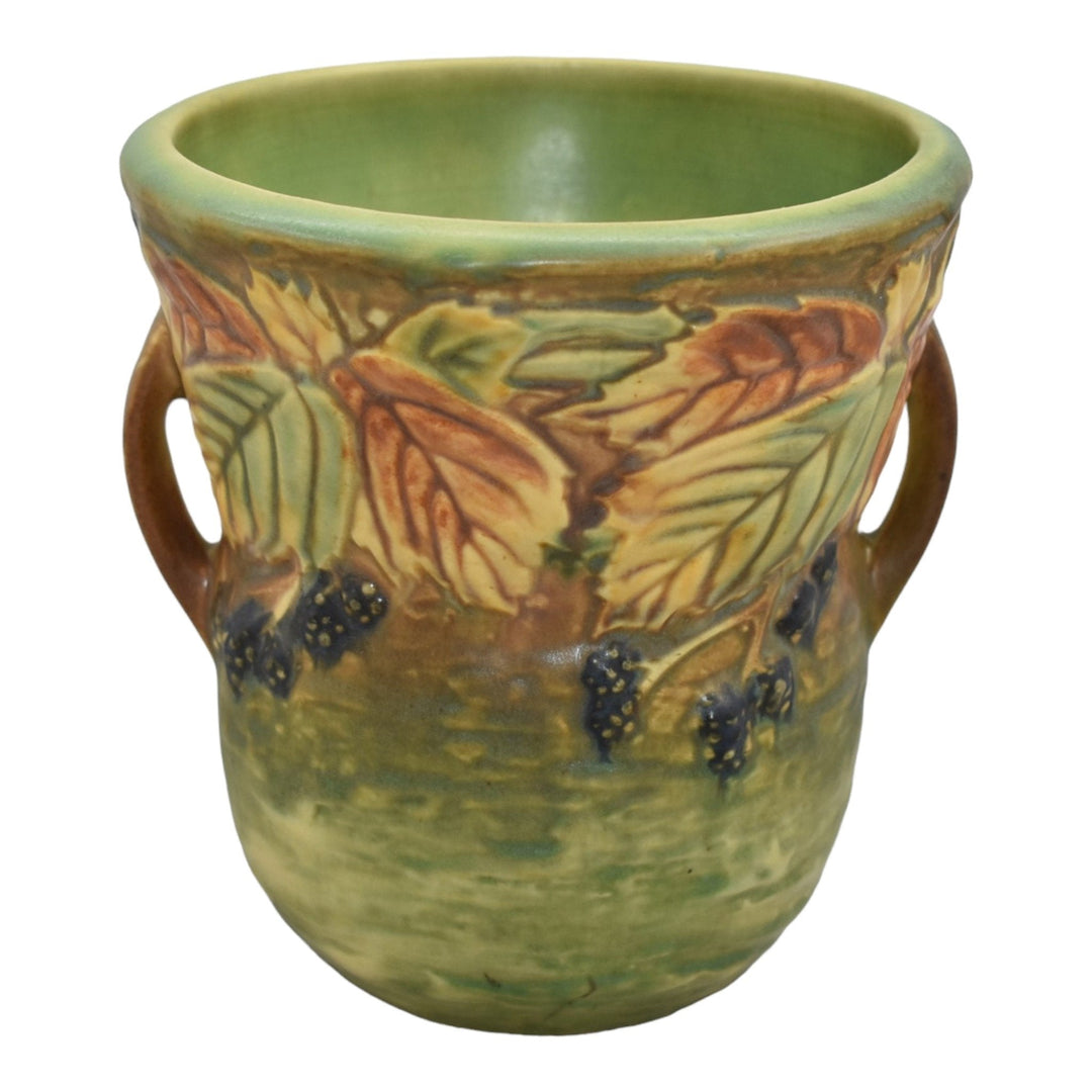 Roseville Blackberry 1932 Vintage Art Pottery Handled Ceramic Vase 573-6