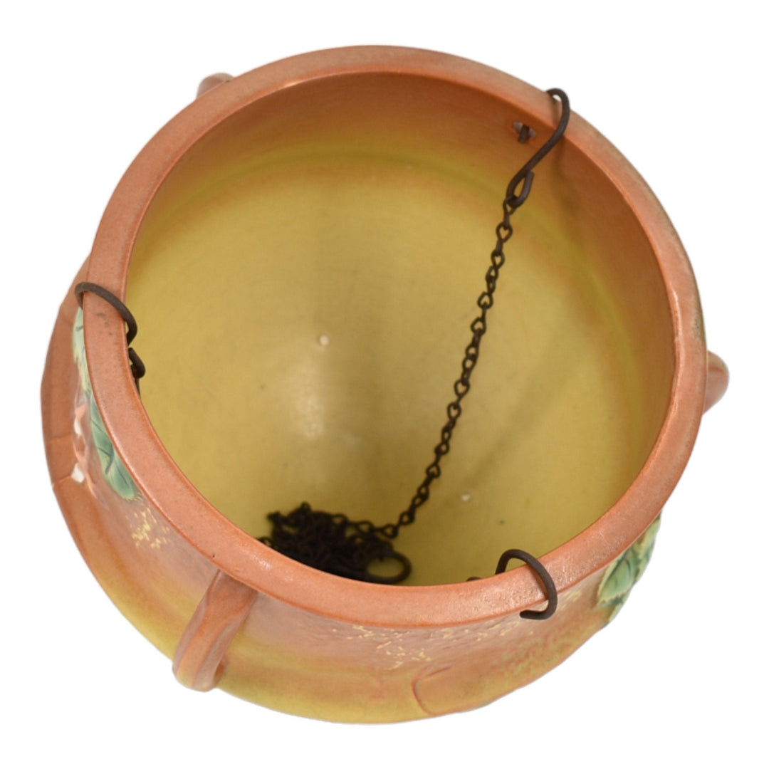 Roseville Fuchsia Brown 1938 Vintage Art Pottery Hanging Basket Planter 359-5
