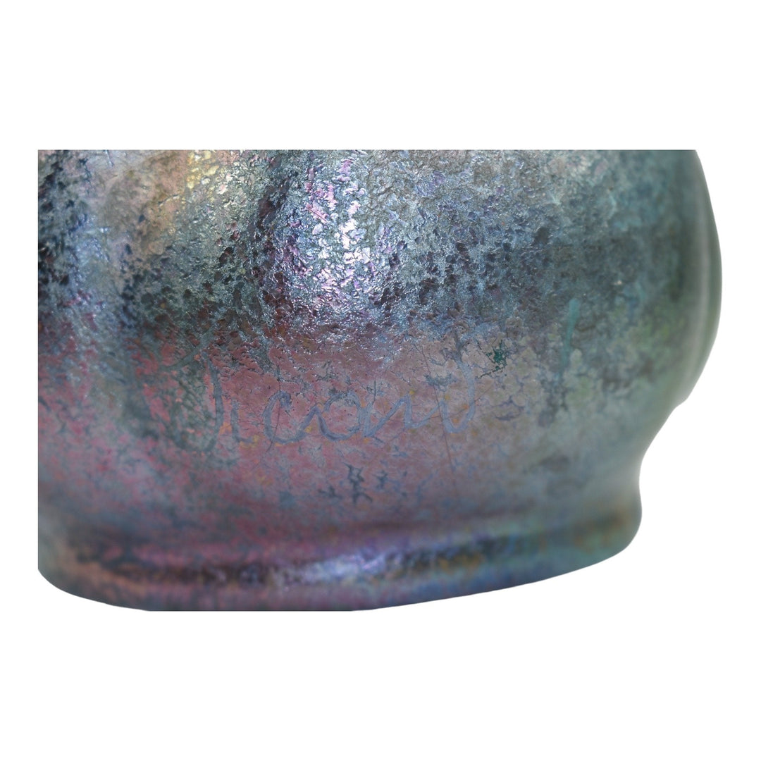Weller Sicard 1902-07 Art Nouveau Pottery Iridescent Luster Floral Twist Vase - Just Art Pottery
