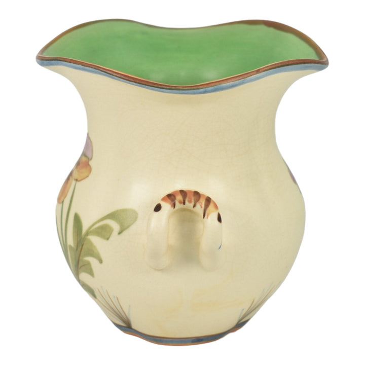 Weller Bonito 1927-33 Vintage Art Pottery Hand Painted Pansy Ceramic Vase Walch - Just Art Pottery
