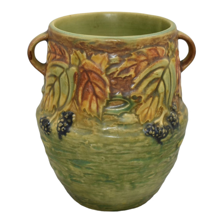 Roseville Blackberry 1932 Vintage Art Pottery Handled Ceramic Vase 572-6 - Just Art Pottery