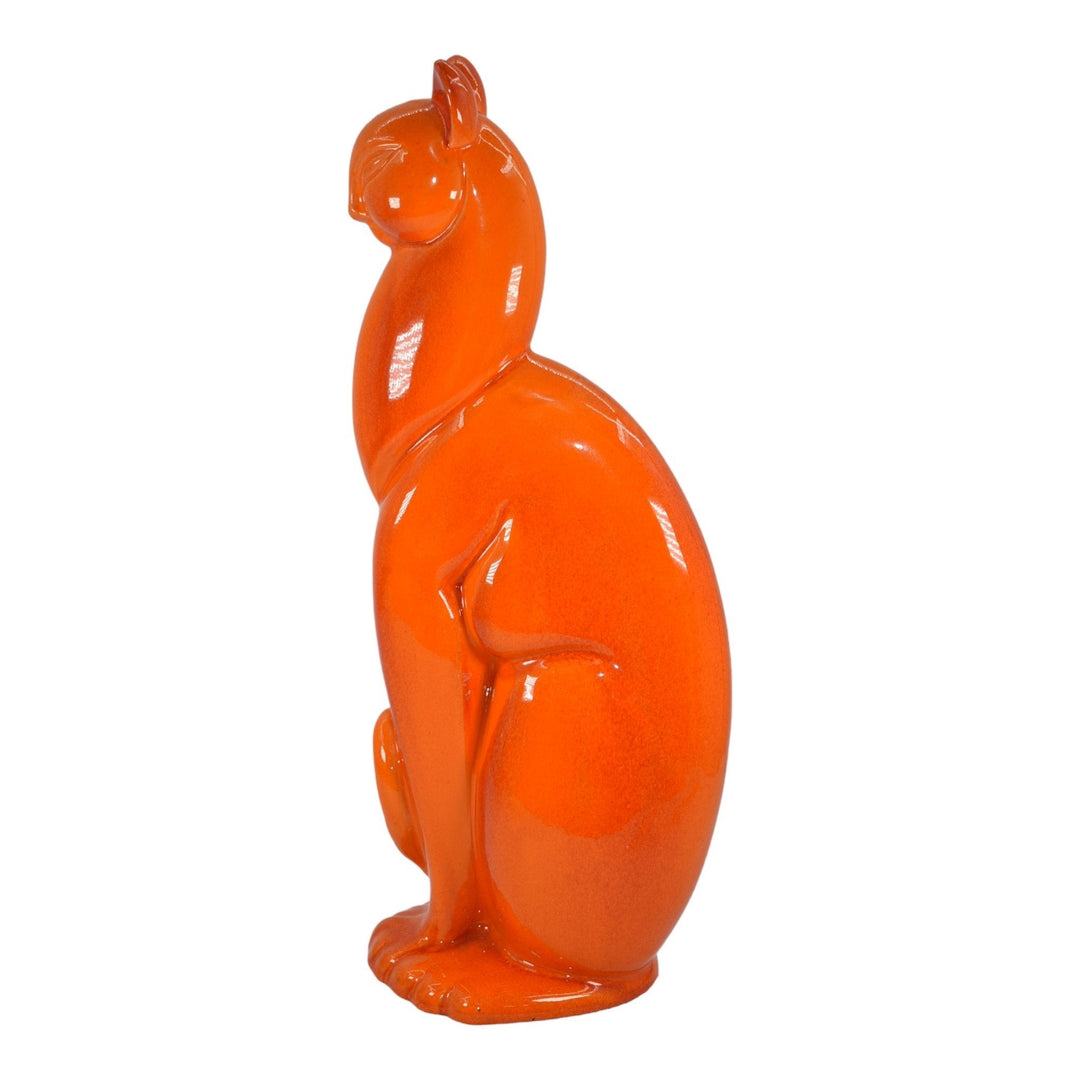 Royal Haeger 1950s Mid Century Pottery Orange Winking Egyptian Cat Figurine 616 - Just Art Pottery