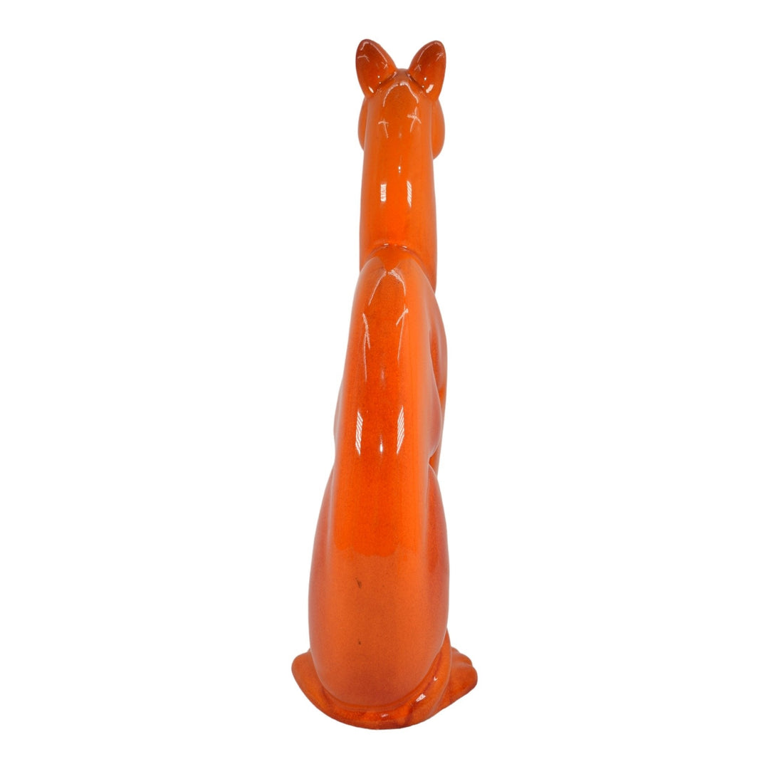 Royal Haeger 1950s Mid Century Pottery Orange Winking Egyptian Cat Figurine 616 - Just Art Pottery