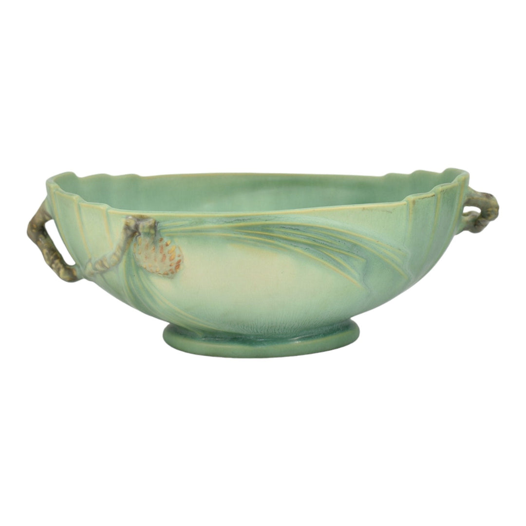 Roseville Pine Cone Green 1936 Vintage Art Pottery Ceramic Console Bowl 279-9 - Just Art Pottery