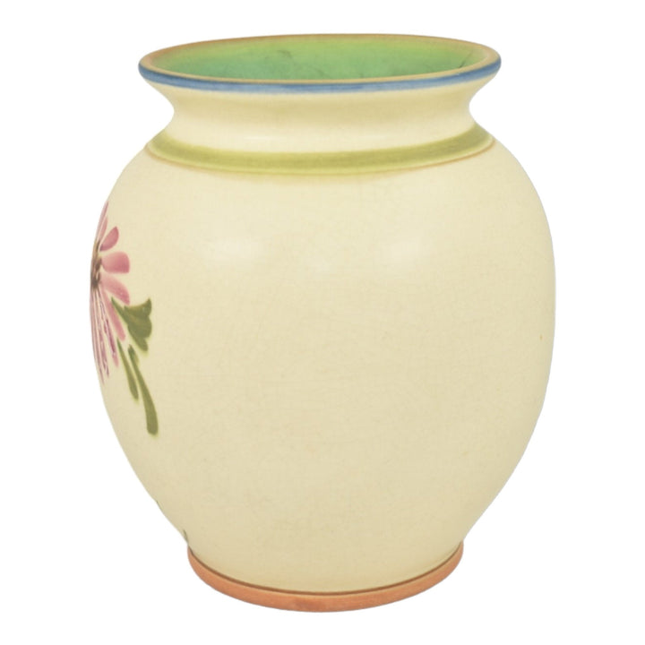 Weller Bonito 1927-33 Vintage Art Pottery Hand Painted Pink Daisy Vase Pillsbury - Just Art Pottery