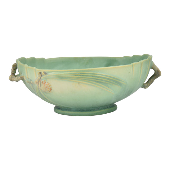 Roseville Pine Cone Green 1936 Vintage Art Pottery Ceramic Console Bowl 279-9 - Just Art Pottery