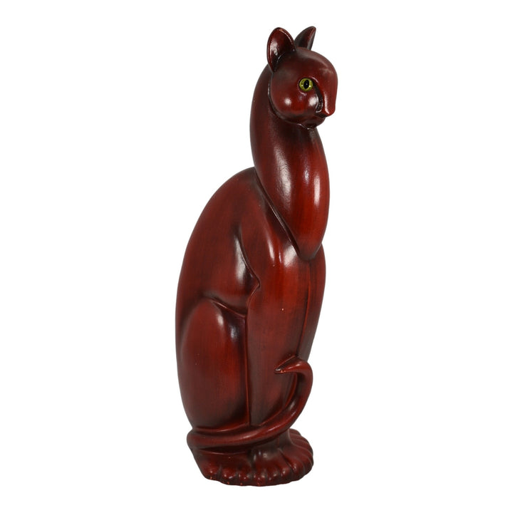 Royal Haeger 1950s Mid Century Modern Pottery Red Cat Statue Figurine 616 - Just Art Pottery