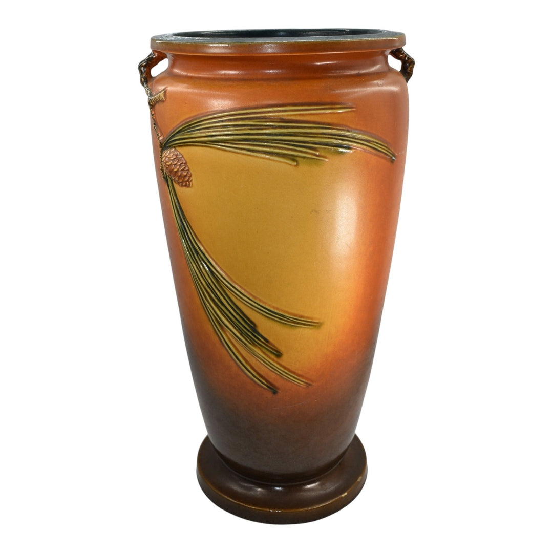 Roseville Pine Cone Brown 1940 Vintage Art Pottery Ceramic Umbrella Stand 777-20 - Just Art Pottery