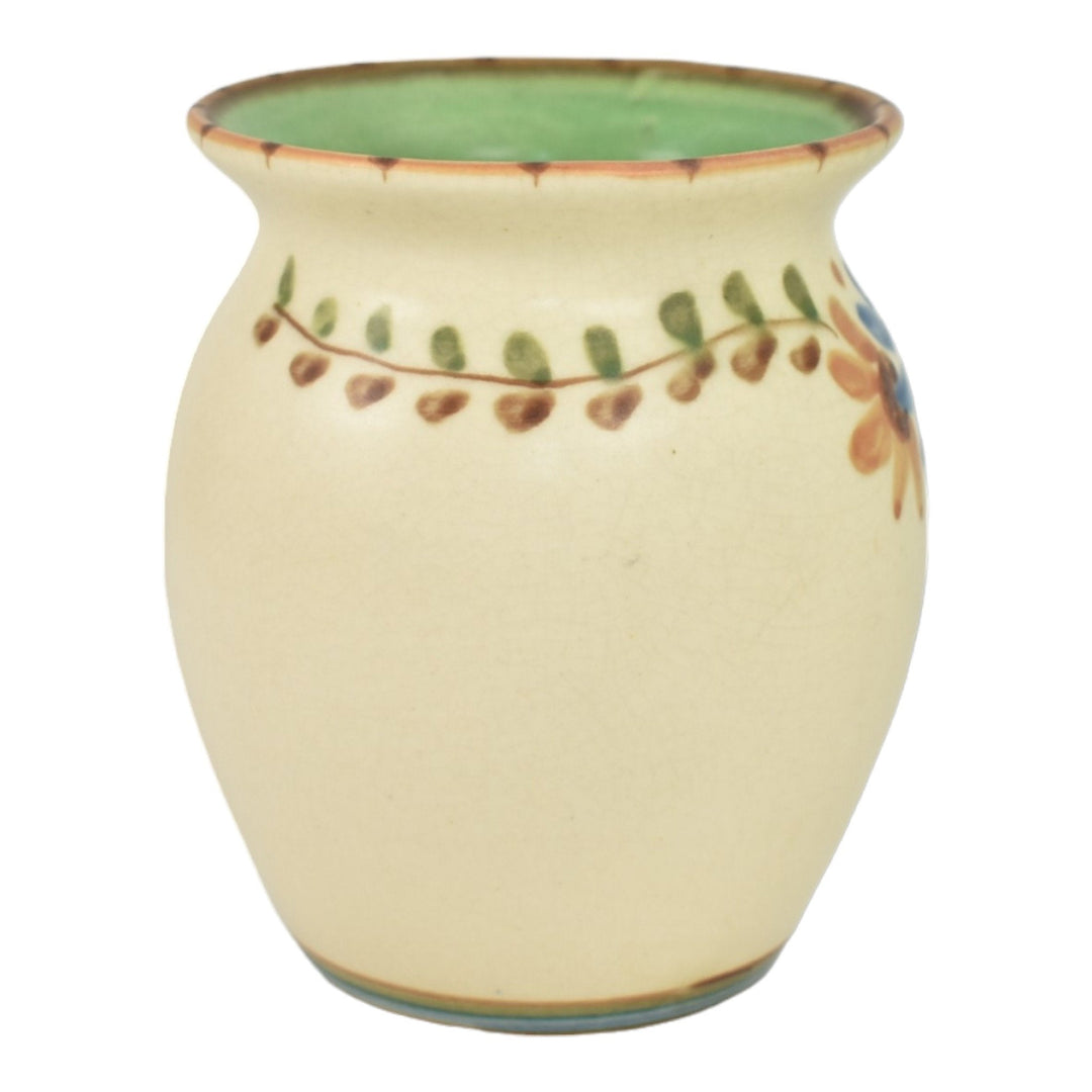 Weller Bonito 1927-33 Vintage Art Pottery Hand Painted Floral Vase Artist Signed - Just Art Pottery