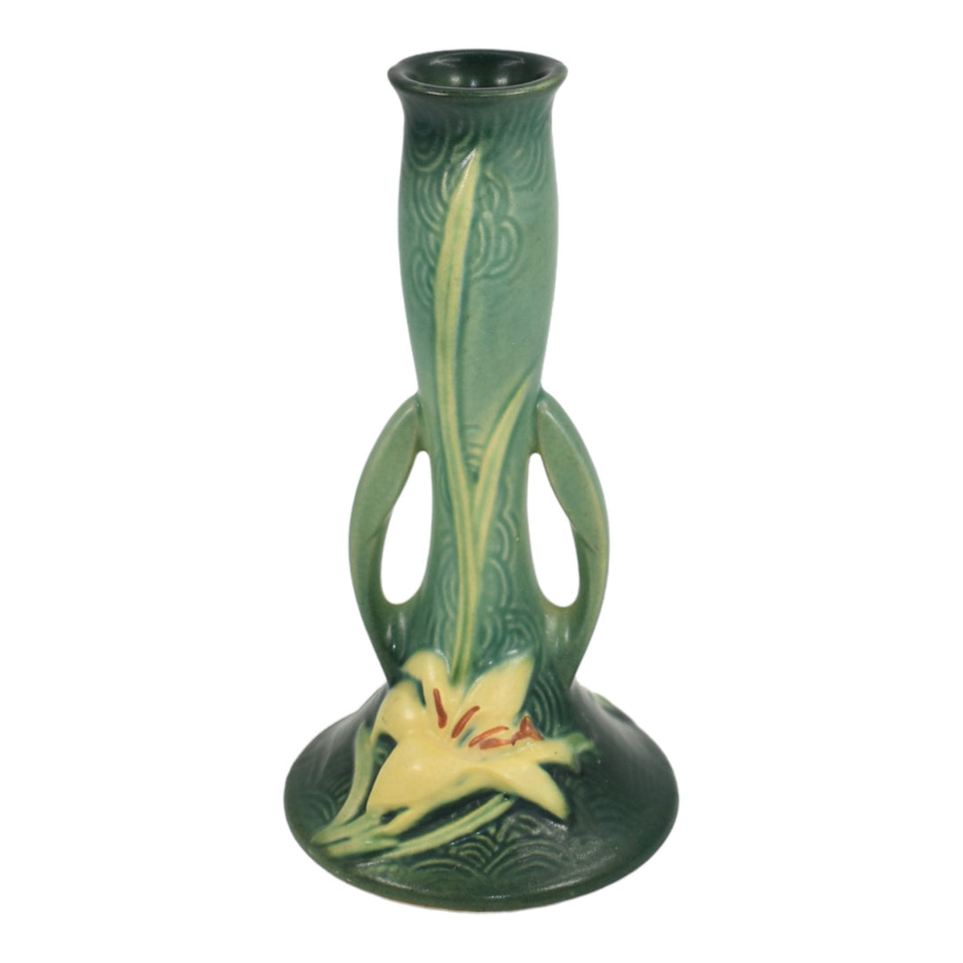 Roseville Zephyr Lily Green 1946 Vintage Pottery Ceramic Flower Bud Vase 201-7 - Just Art Pottery