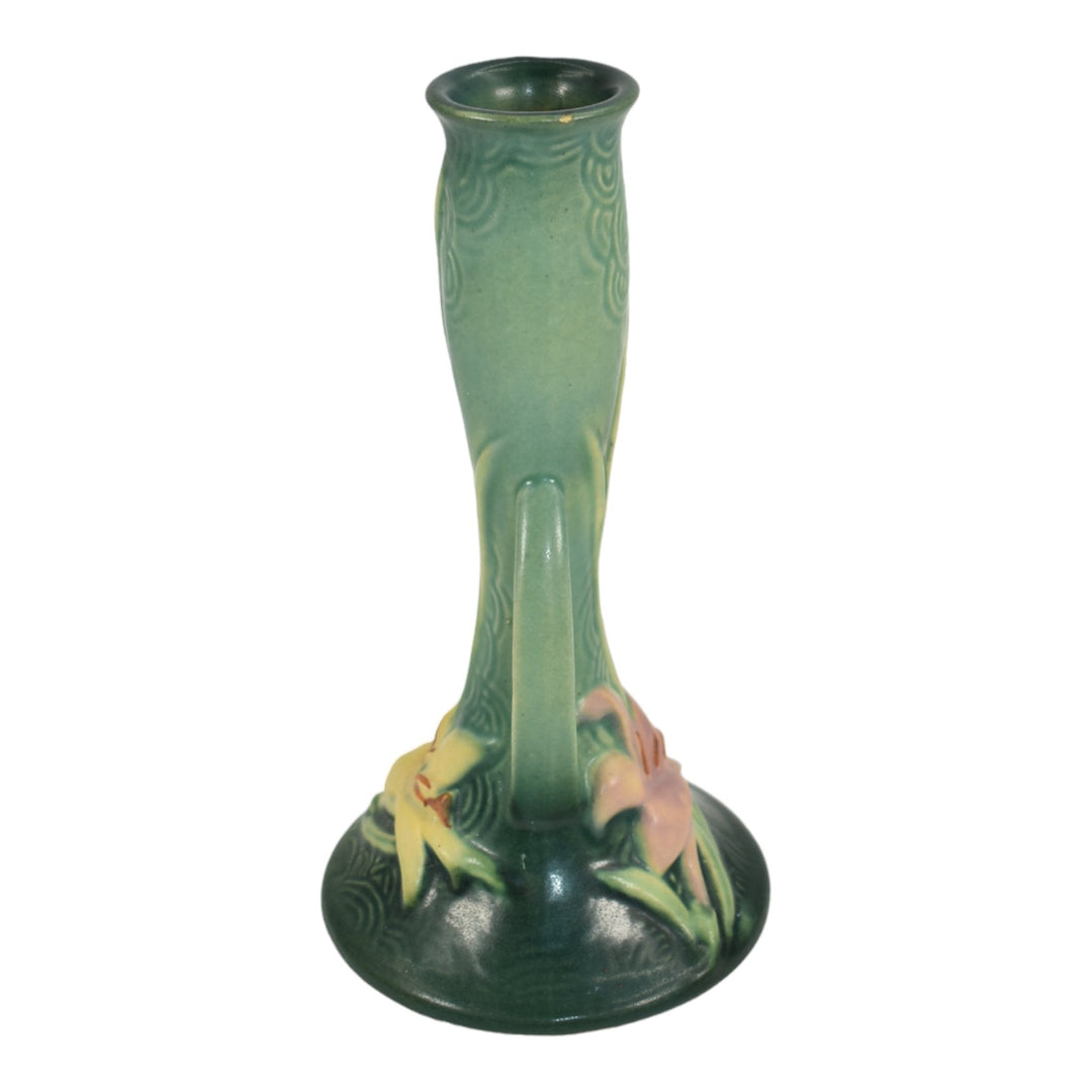 Roseville Zephyr Lily Green 1946 Vintage Pottery Ceramic Flower Bud Vase 201-7 - Just Art Pottery