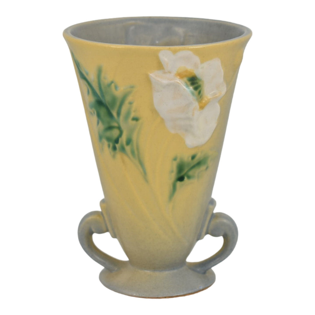 Roseville Poppy Gray 1938 Vintage Art Pottery Handled Ceramic Vase 866-6 - Just Art Pottery