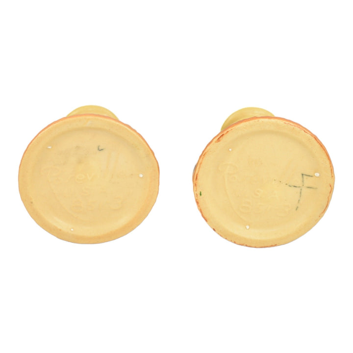 Roseville Bittersweet Yellow 1951 Mid Century Art Pottery Candle Holders 851-3 - Just Art Pottery