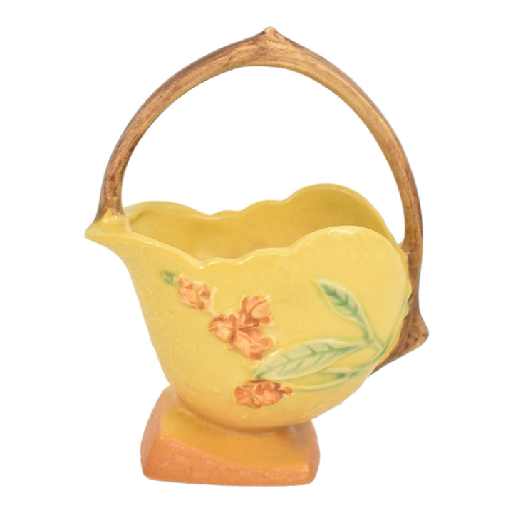Roseville Bittersweet Yellow 1951 Mid Century Modern Art Pottery Basket 808-6 - Just Art Pottery