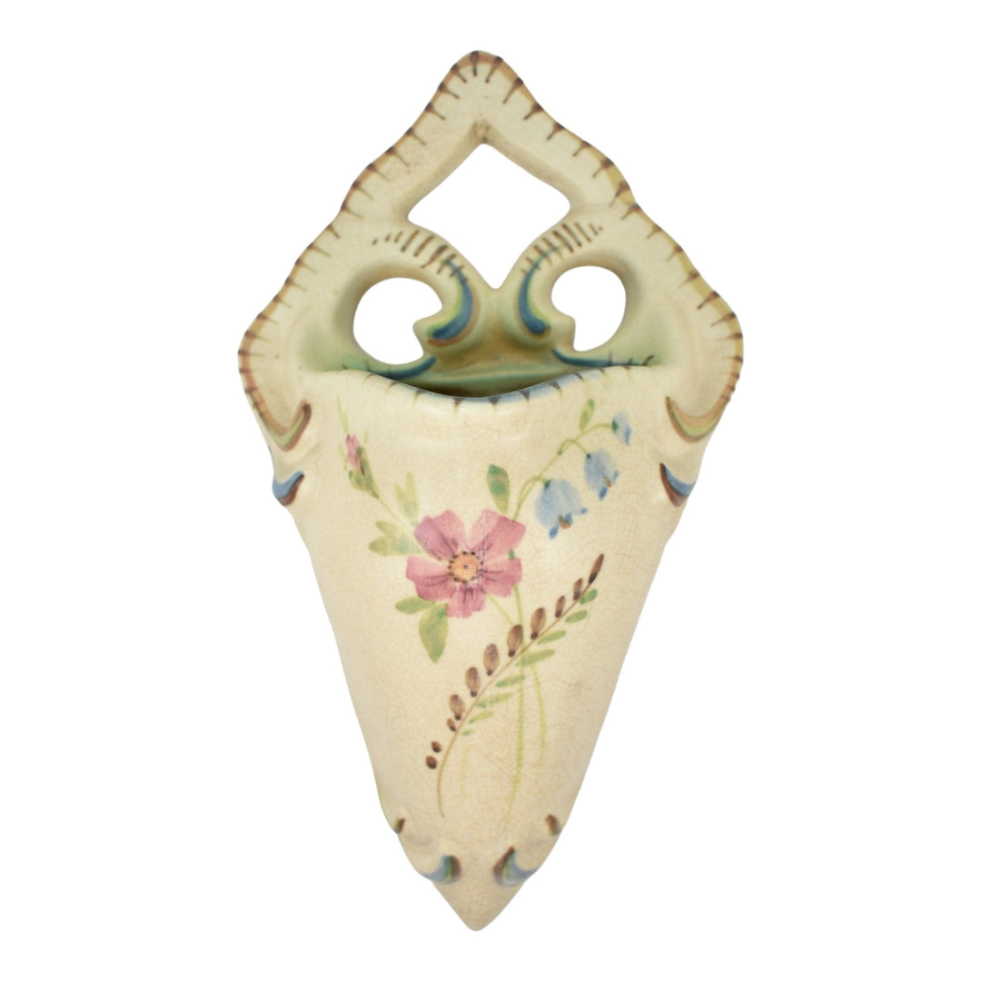 Weller Bonito 1927-33 Vintage Pottery Hand Painted Floral Ceramic Wall Pocket - Just Art Pottery