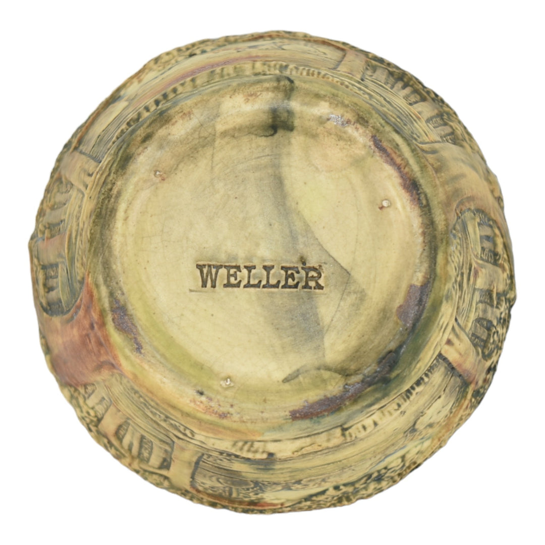Weller Forest 1920s Vintage Art Pottery Scenic Landscape Green Ceramic Bowl - Just Art Pottery