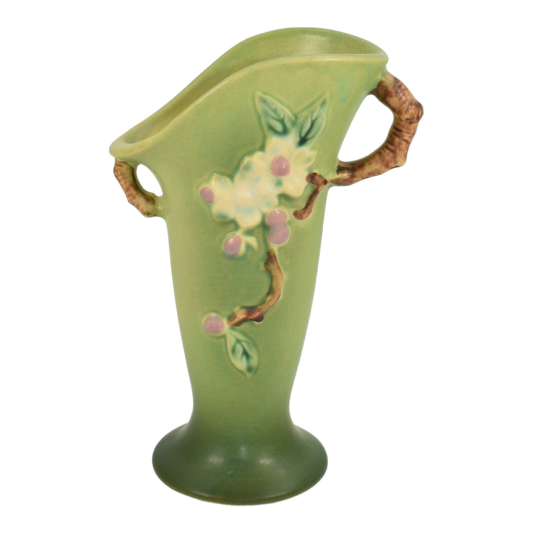 Roseville Apple Blossom Green 1949 Vintage Art Pottery Ceramic Vase 382-7 - Just Art Pottery