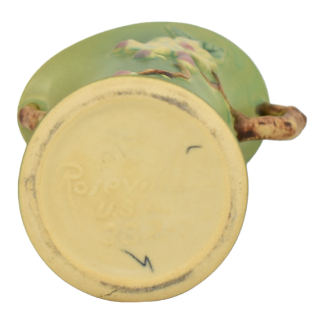 Roseville Apple Blossom Green 1949 Vintage Art Pottery Ceramic Vase 382-7 - Just Art Pottery