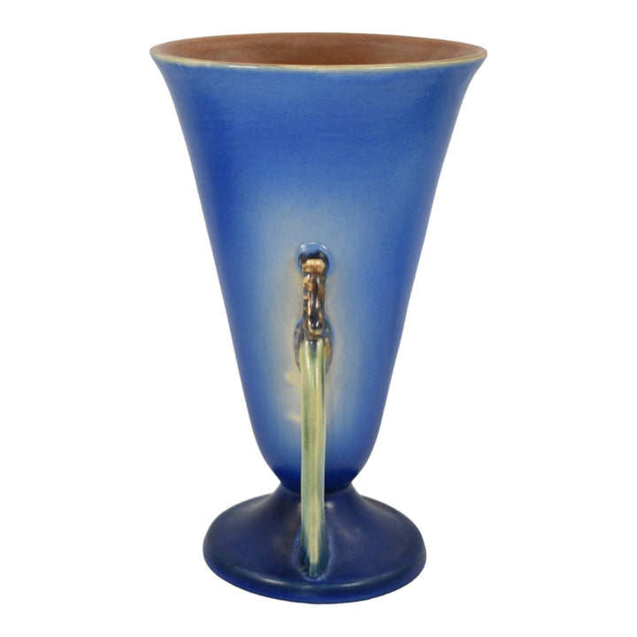 Roseville Pine Cone Blue 1936 Vintage Art Pottery Ceramic Tall Vase 747-10 - Just Art Pottery