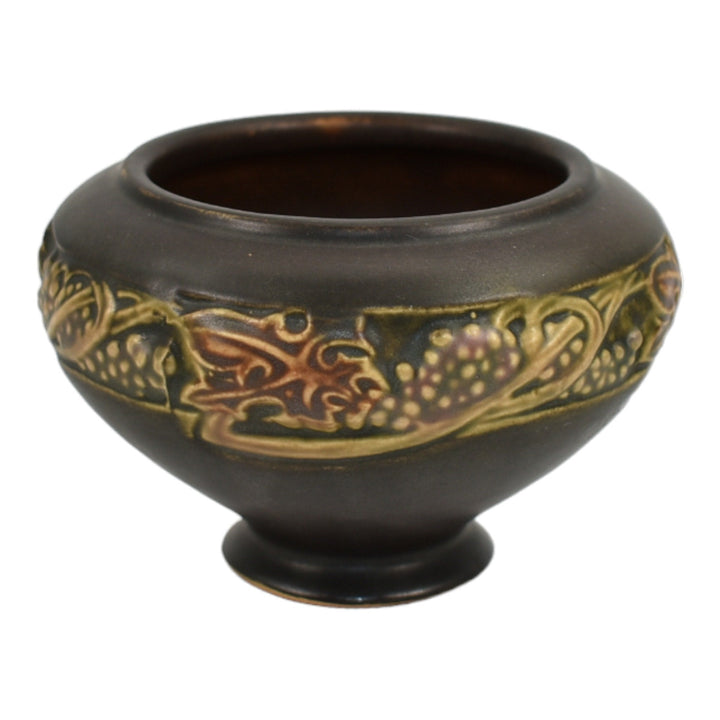 Roseville Rosecraft Vintage Brown 1925 Vintage Art Pottery Compote Bowl 9-3 - Just Art Pottery