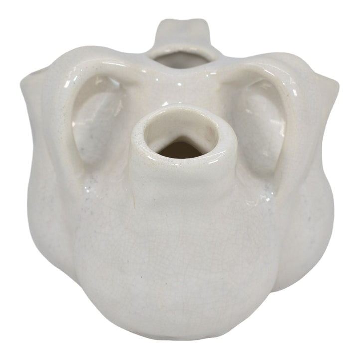 Muncie Spanish Line 1920s Vintage Art Deco Pottery White Aorta Flower Vase 278-5