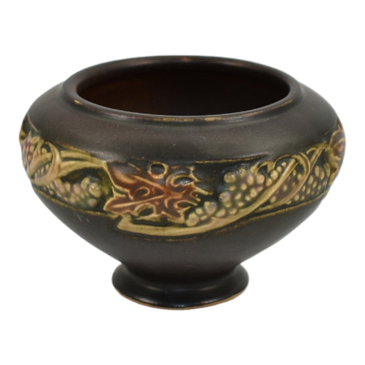 Roseville Rosecraft Vintage Brown 1925 Vintage Art Pottery Compote Bowl 9-3 - Just Art Pottery