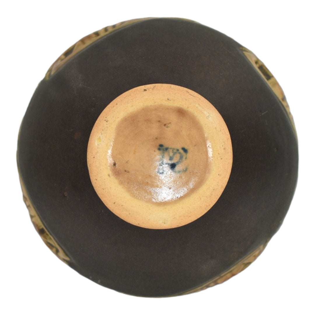 Roseville Rosecraft Vintage Brown 1925 Vintage Art Pottery Compote Bowl 9-3 - Just Art Pottery