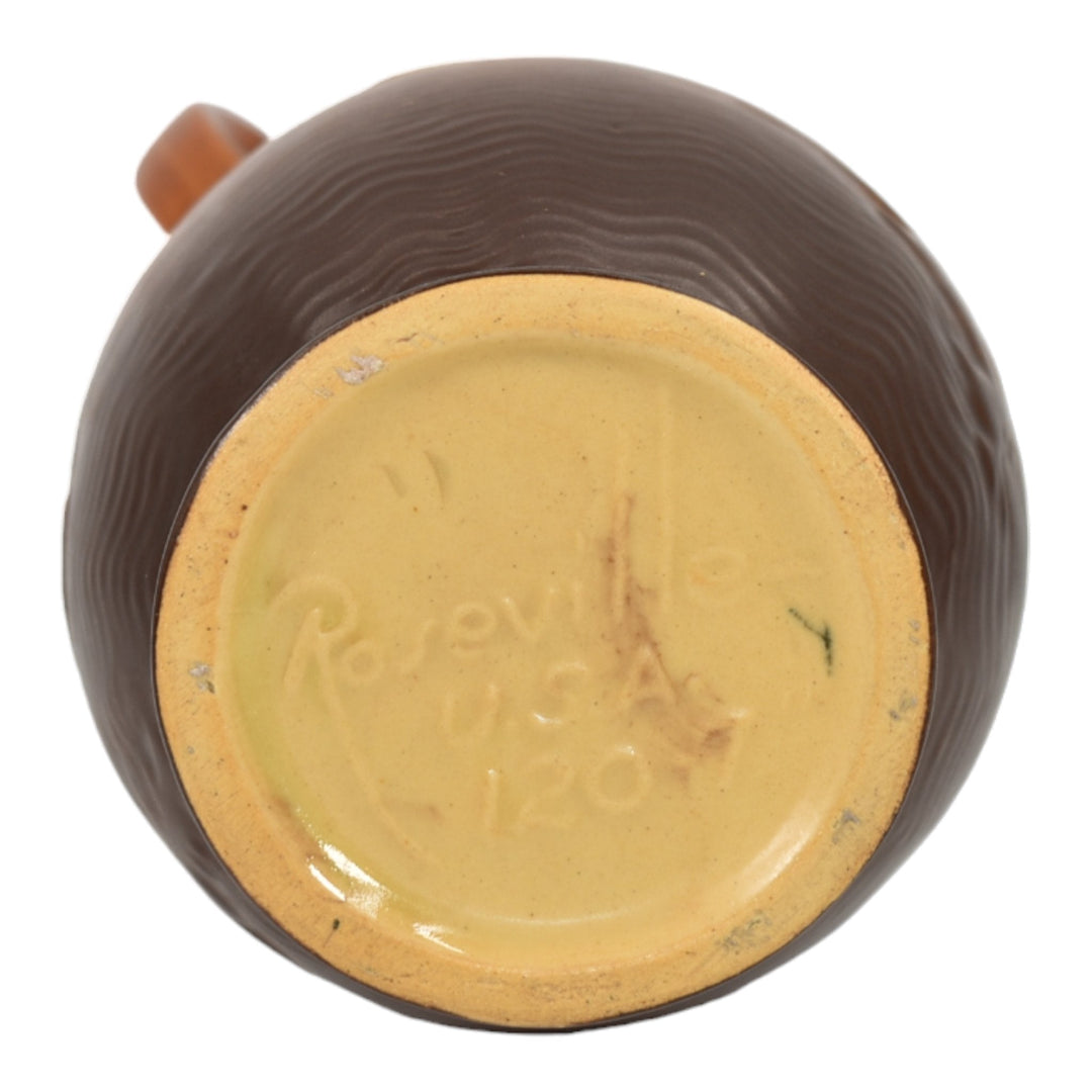 Roseville Freesia Brown 1945 Mid Century Modern Art Pottery Ceramic Vase 120-7 - Just Art Pottery