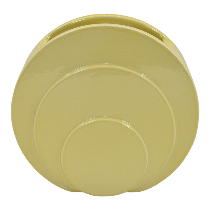 Trenton New Jersey 1930s Vintage Art Deco Pottery Circles Yellow Ceramic Vase - Just Art Pottery