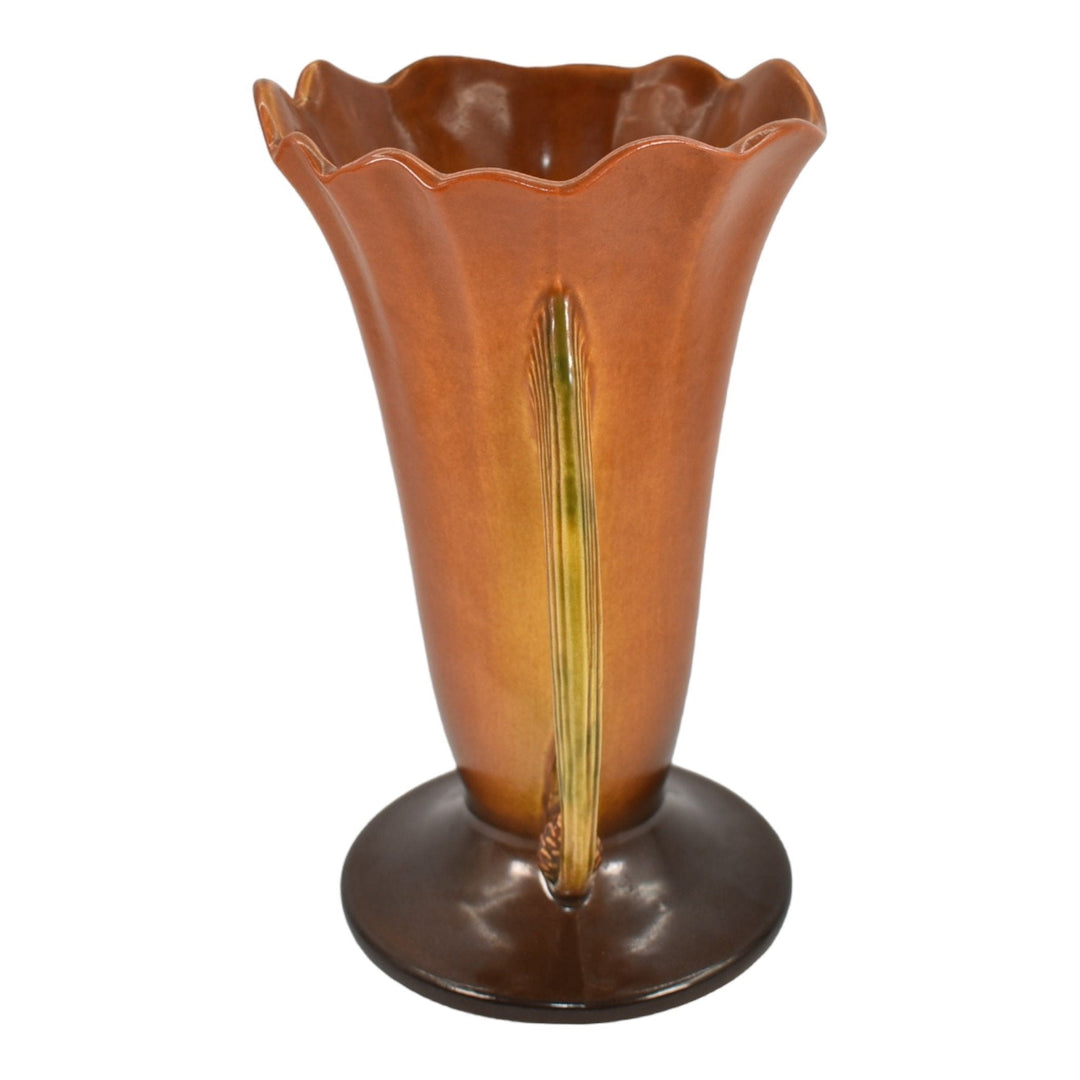 Roseville Pine Cone Brown 1953 Vintage Art Pottery Ceramic Flower Vase 491-10 - Just Art Pottery
