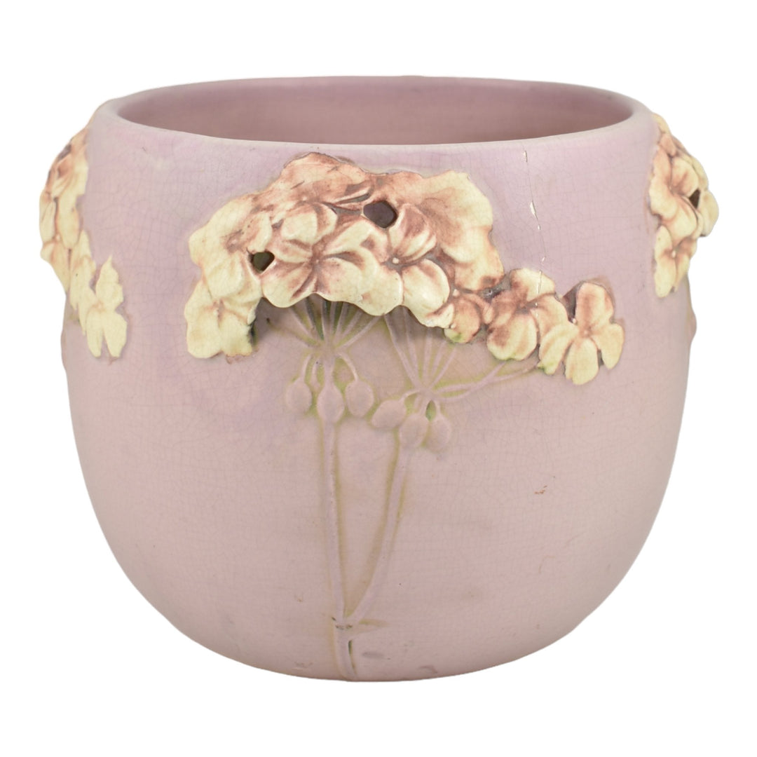 Weller Rosemont 1st Line 1918-20s Pottery Floral Matte Pink Jardiniere Planter - Just Art Pottery