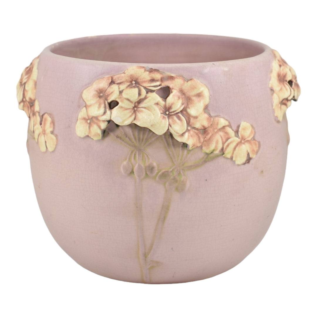 Weller Rosemont 1st Line 1918-20s Pottery Floral Matte Pink Jardiniere Planter - Just Art Pottery