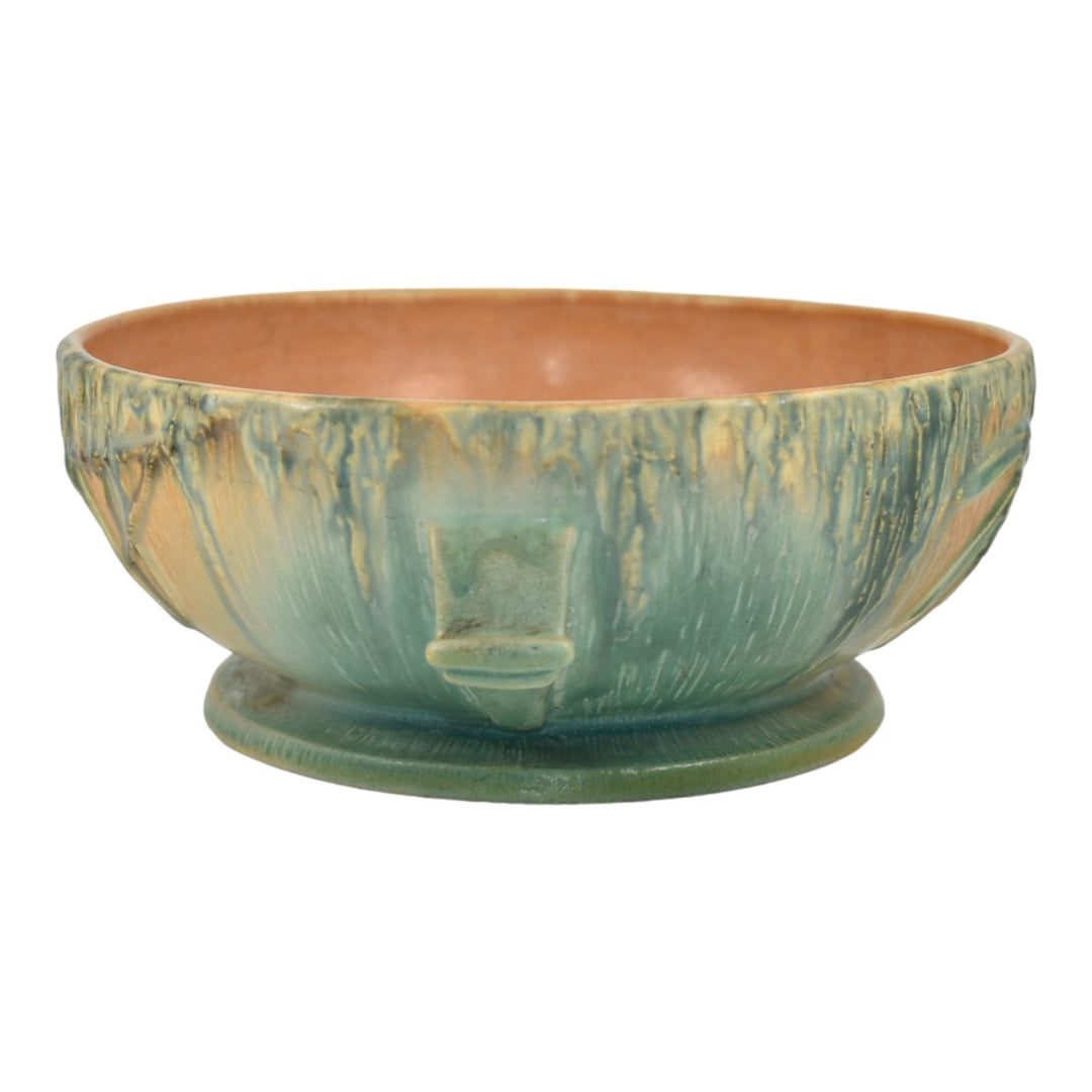 Roseville Moss Tan Green 1936 Vintage Art Deco Pottery Ceramic Bowl 291-7 - Just Art Pottery