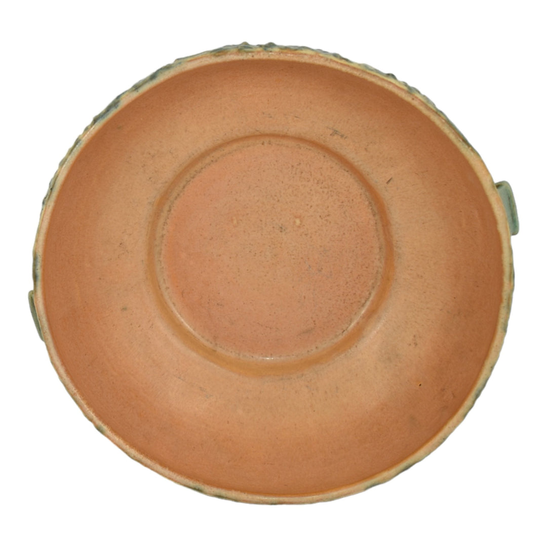 Roseville Moss Tan Green 1936 Vintage Art Deco Pottery Ceramic Bowl 291-7 - Just Art Pottery