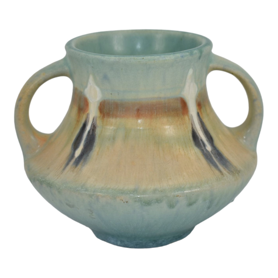 Roseville Montacello Green 1931 Vintage Arts And Crafts Pottery Vase 555-4 - Just Art Pottery
