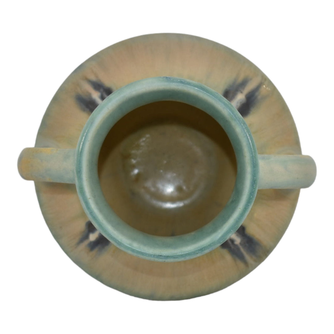 Roseville Montacello Green 1931 Vintage Arts And Crafts Pottery Vase 555-4 - Just Art Pottery