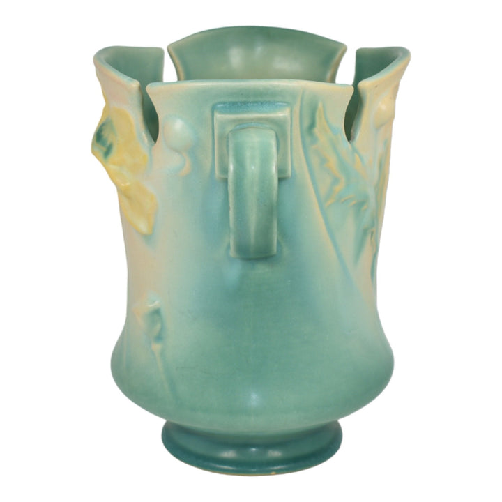 Roseville Poppy Green 1938 Vintage Art Deco Pottery Ceramic Vase 869-7 - Just Art Pottery