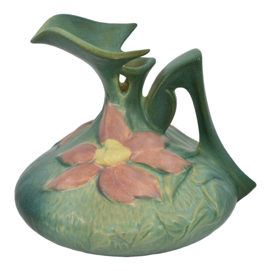 Roseville Clematis Green 1944 Vintage Art Pottery Ceramic Ewer 16-6 - Just Art Pottery