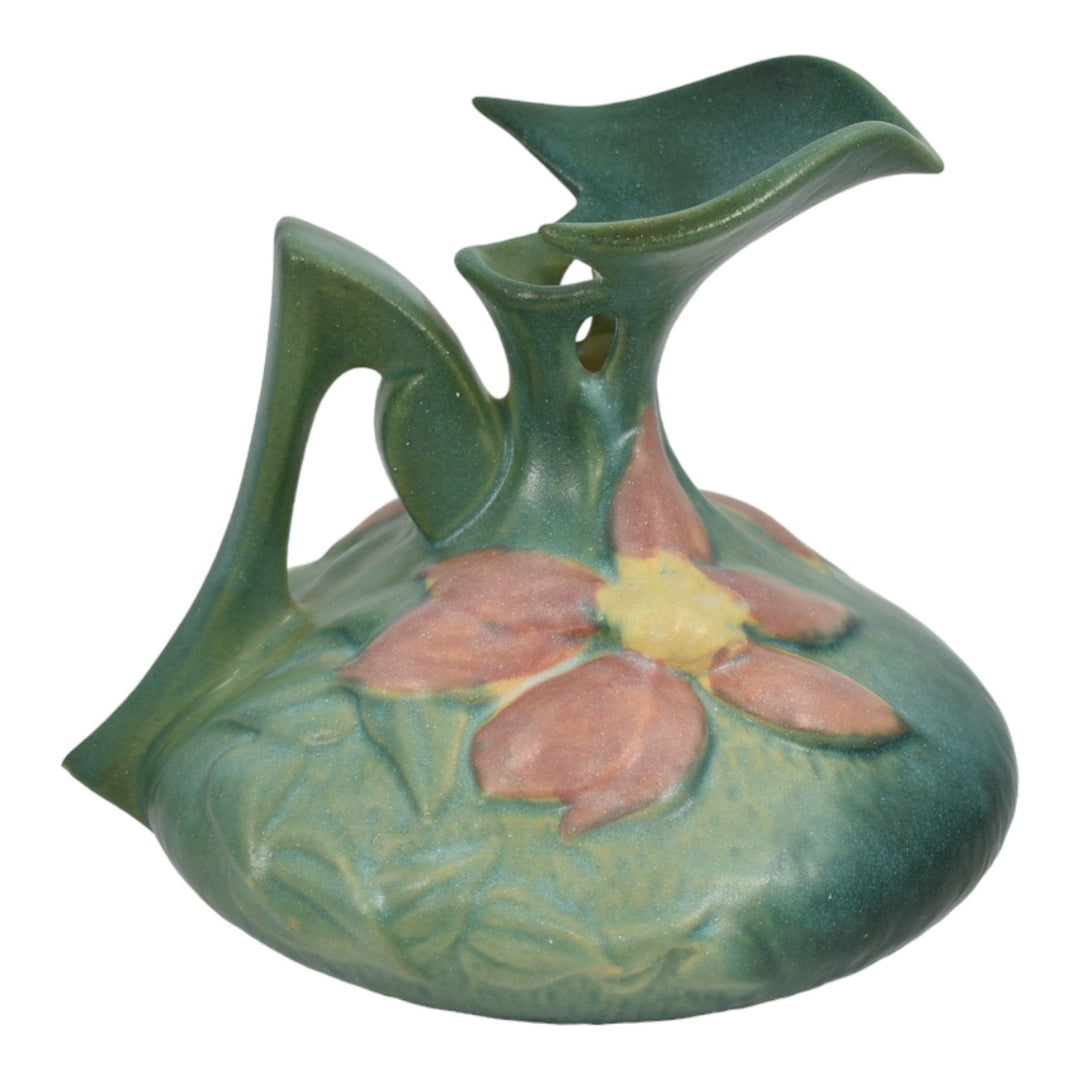 Roseville Clematis Green 1944 Vintage Art Pottery Ceramic Ewer 16-6 - Just Art Pottery