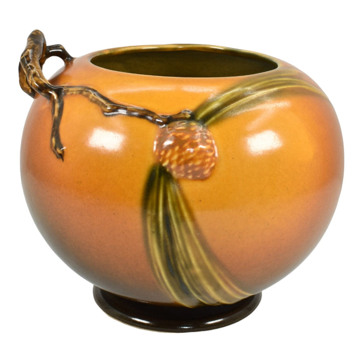 Roseville Pine Cone Brown 1935 Vintage Art Deco Pottery Ceramic Bowl 261-6 - Just Art Pottery