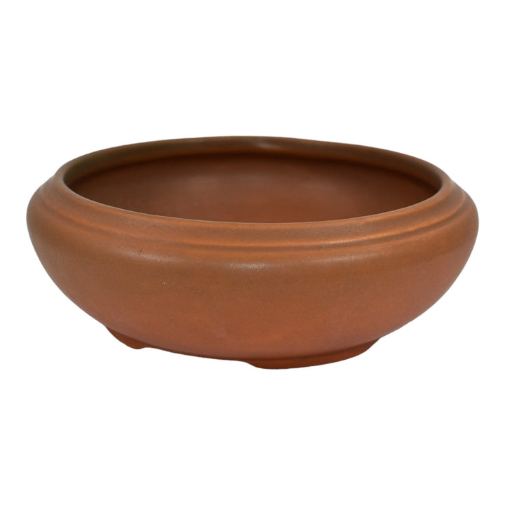 Roseville Rosecraft Burnt Orange 1920 Vintage Art Pottery Footed Ceramic Bowl - Just Art Pottery
