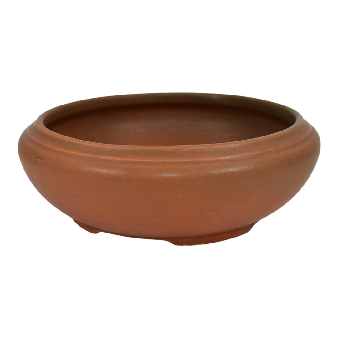 Roseville Rosecraft Burnt Orange 1920 Vintage Art Pottery Footed Ceramic Bowl - Just Art Pottery