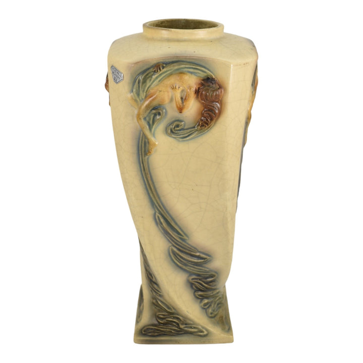 Roseville Experimental Art Nouveau Pottery Cream Nude Aerial Silk Dancer Vase - Just Art Pottery
