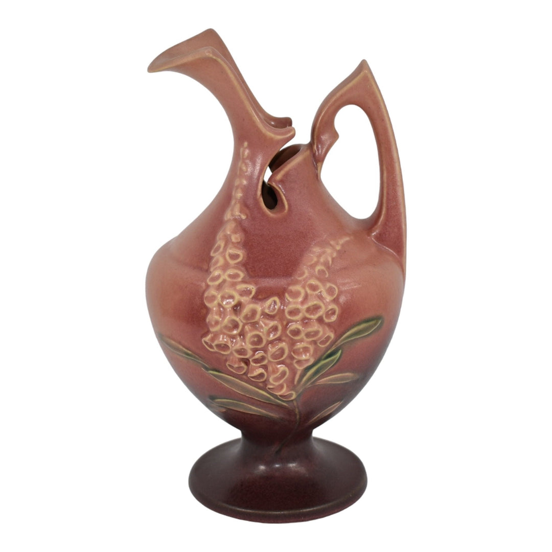 Roseville Foxglove Pink 1942 Vintage Art Deco Pottery Ceramic Pitcher Ewer 5-10 - Just Art Pottery