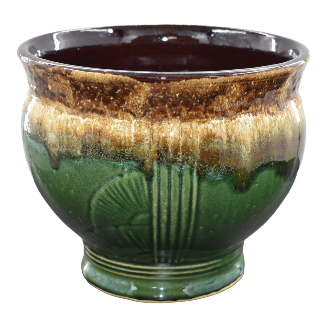 Robinson Ransbottom 1939 Vintage Art Pottery Floral Green Jardiniere Planter 157 - Just Art Pottery